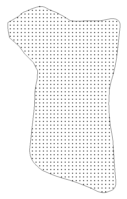 Example of terrain grid copied to point cloud