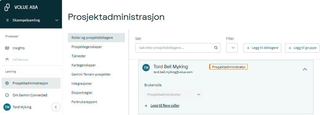 Administrere roller i Gemini Connected