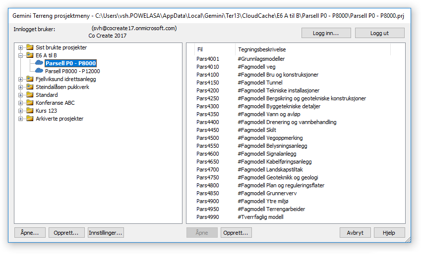 Project structure with local projects and cloud projects