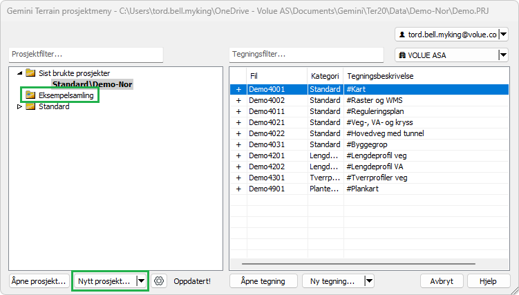 Gemini Connected-prosjekt i prosjektlisten