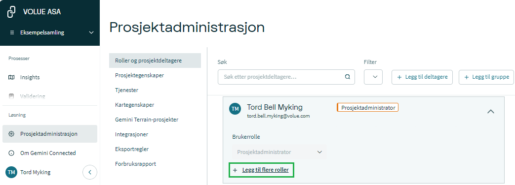 Administrere roller i Gemini Connected
