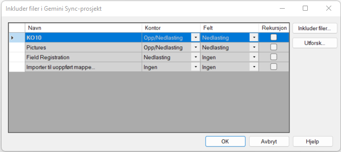 Inkluder filer i skyprosjekt