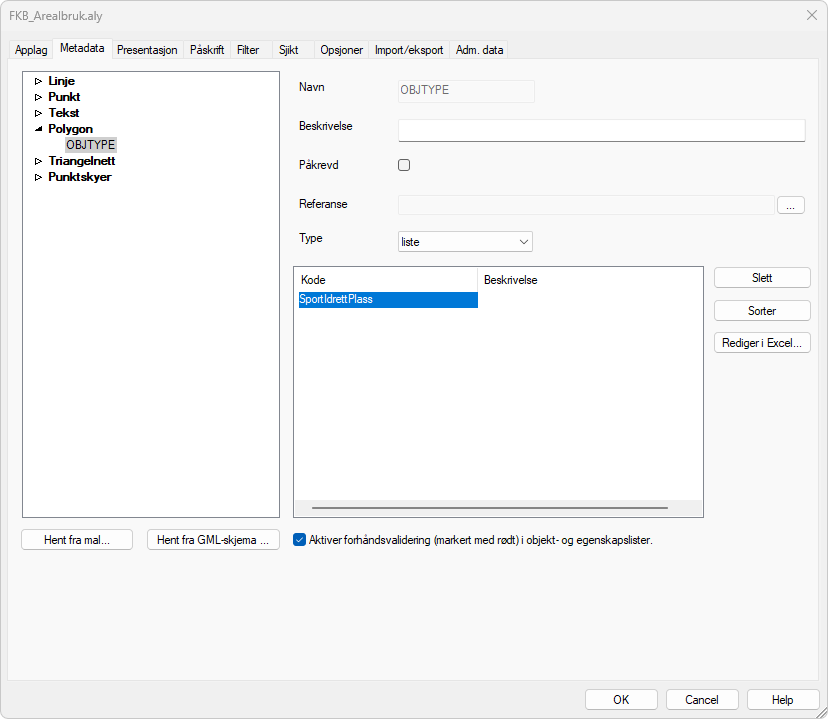 Redigere attributt OBJTYPE