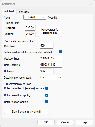 Definere kartutsnitt