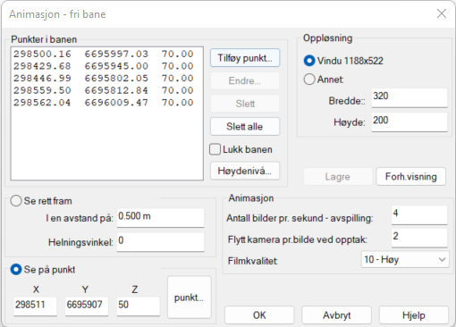 Definert animasjonsbane