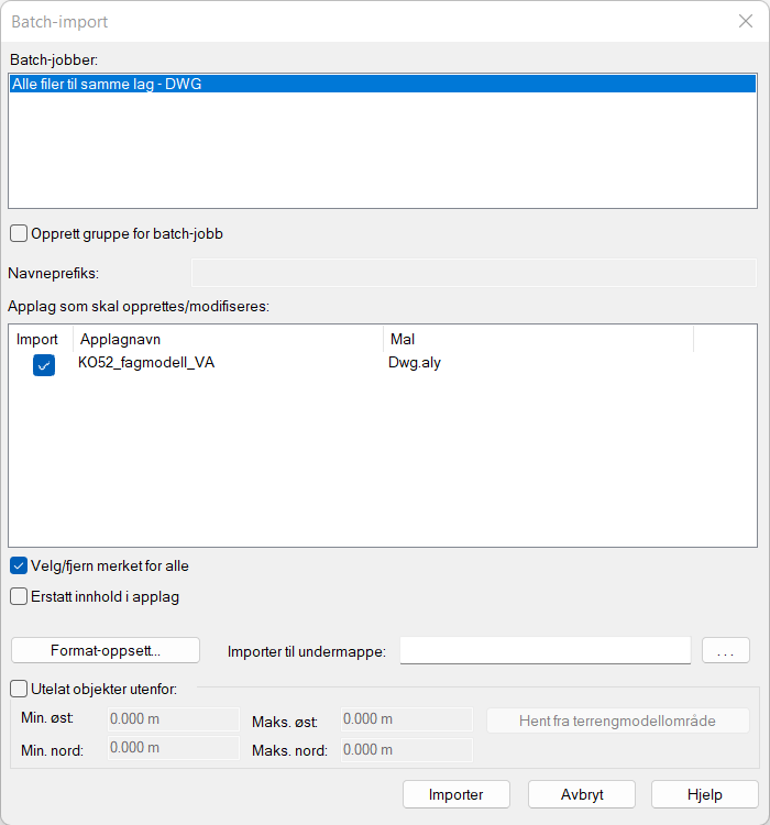 Dialog for batchimport