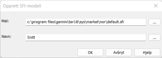 Dialog for opprettelse av SFI-modell