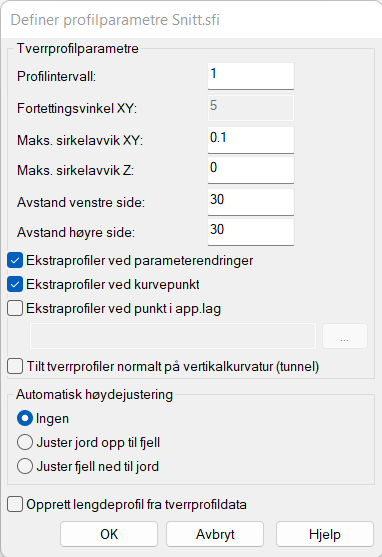 Dialog for profiloppsett