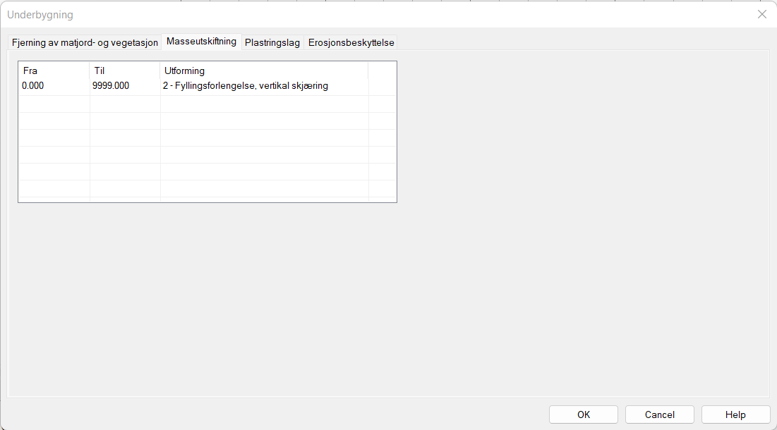 Dialog for definisjon av masseutskiftning