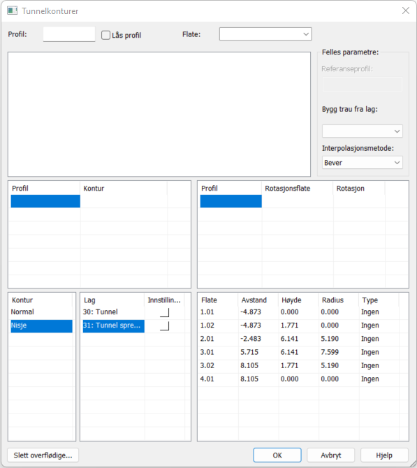 Dialog for definisjon av tunnelkontur