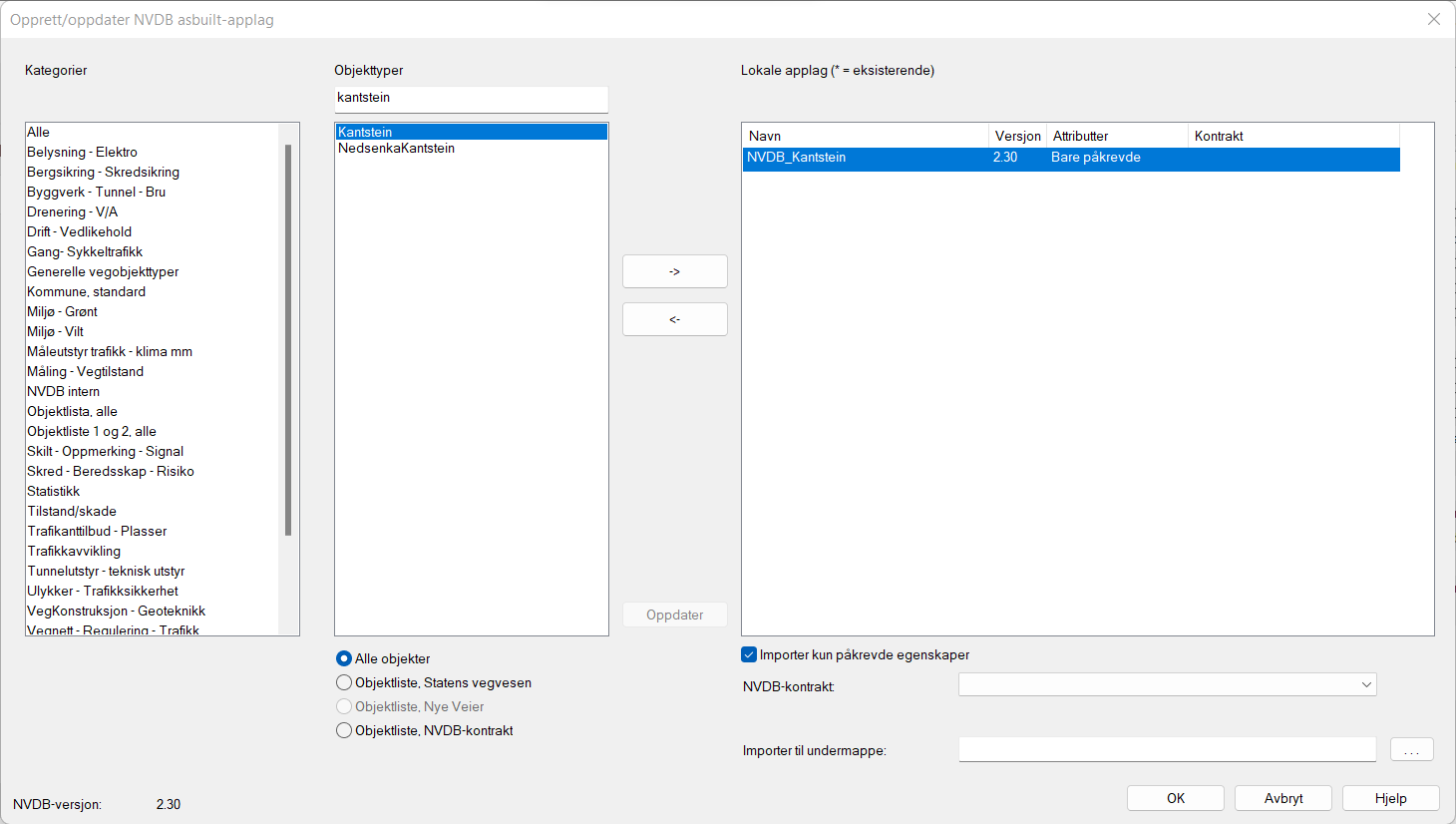 Dialog for opprettelse av NVDB-applikasjonslag
