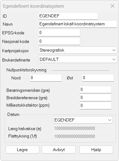 Oppretting av egendefinert koordinatsystem