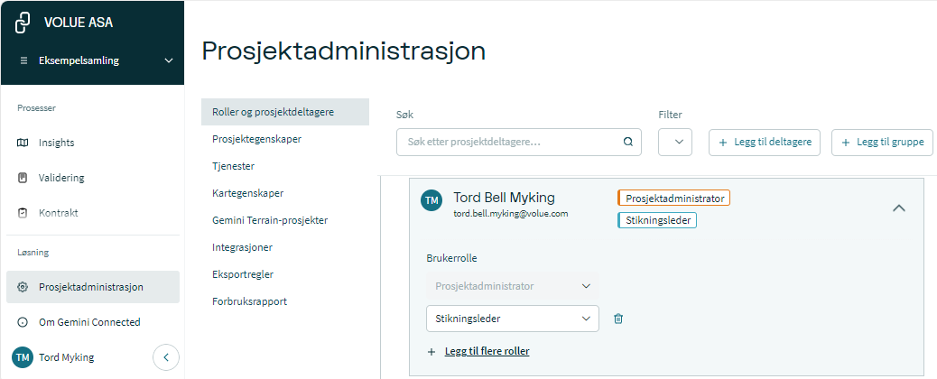Legge til rollen Stikningsingeniør
