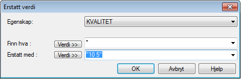 Dialog for replacing properties
