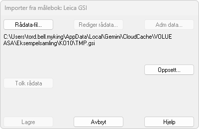Importere målebok