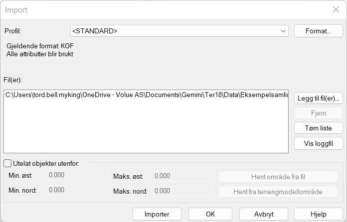Import av KOF-fil