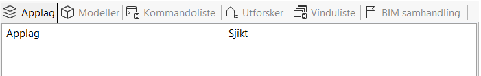 Applikasjonslagslisten som kan vise ulike typer applag med deres symboler